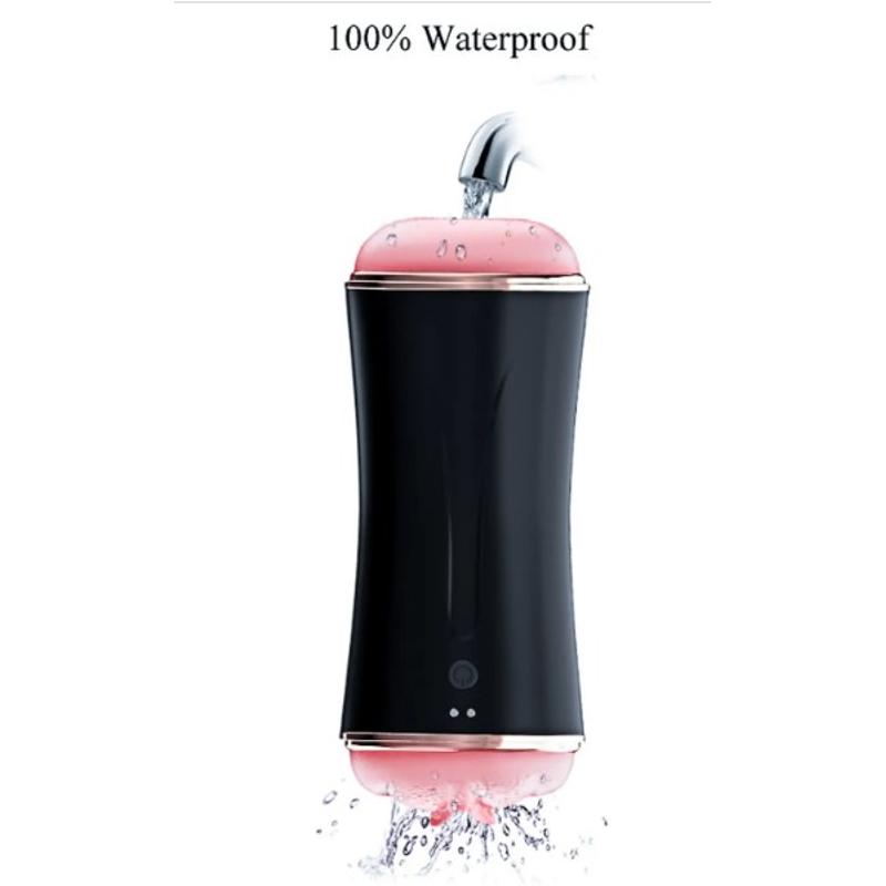 Мастурбатор с двумя входами FOXSHOW Vibrating Masturbation Cup USB 10 function + Interactive Function Black
