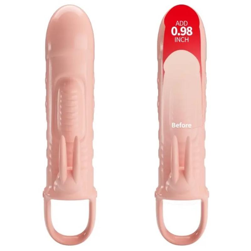 Удлиняющая насадка с вибростимуляцией ( на 2,5 см ) PRETTY LOVE - PENIS SLEEVE Sloane цвет телесный