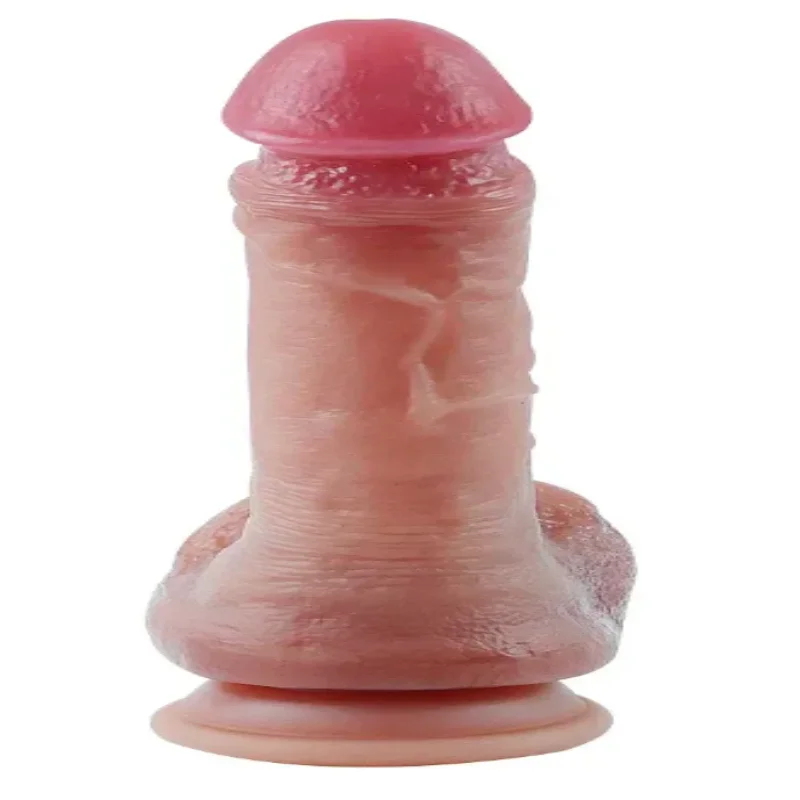 Большой фаллоимитатор с мошонкой на присоске OYO - Dildo Double Layer Silicone YQW-023 (длина 20 см, диаметр 3.6 см)