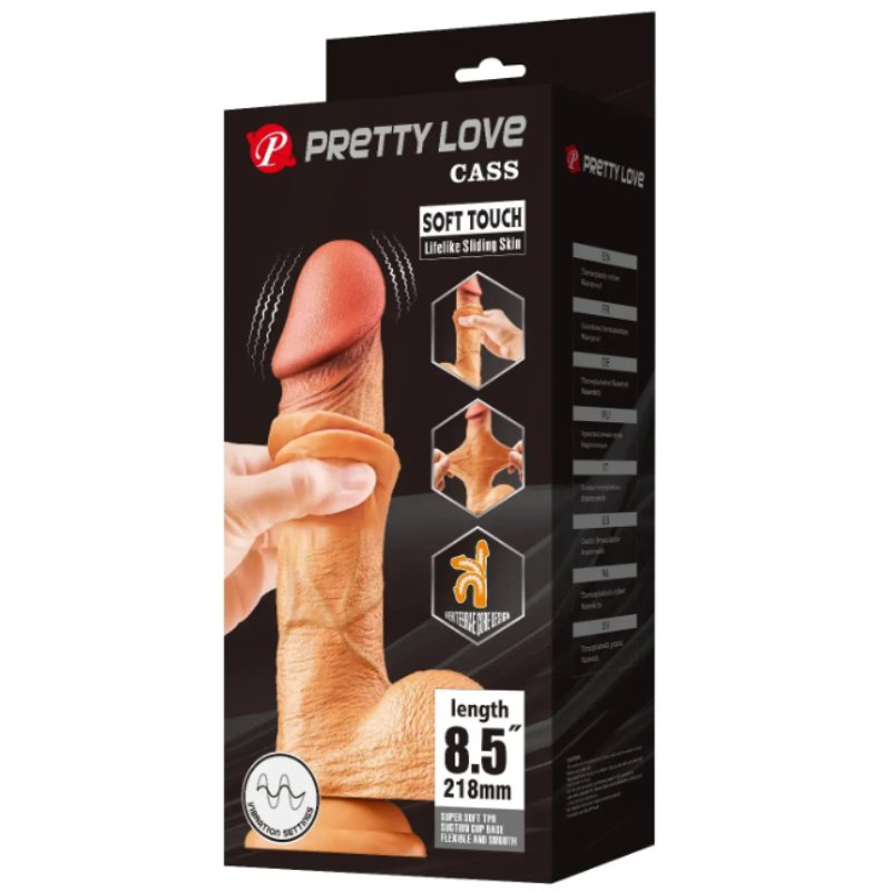 Вибратор на присоске с хребтом и эффектом скользящей кожи BAILE - Sliding Skin 8,5'' Flesh, BW-008105ZRG