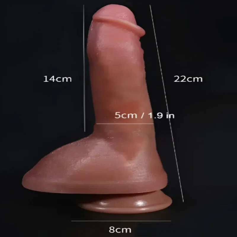 Большой фаллоимитатор с мошонкой на присоске OYO - Dildo Double Layer Silicone YQW-015 (длина 22 см, диаметр 5 см)