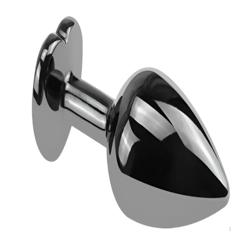 Анальная пробка с кристаллом EGZO - Dark Silver Heart Plug Red size S