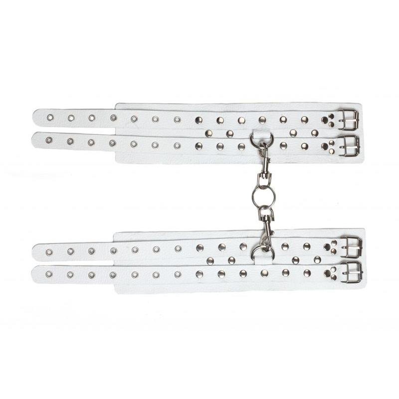 Оковы Leather Double Fix Leg Cuffs, White
