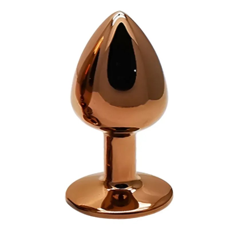 Анальная пробка с кристаллом EGZO - Dark Gold Round Plug Red, size S