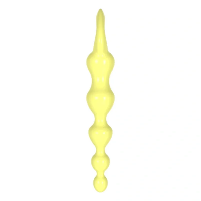 Анальные шарики MELEON Advanced Anal Beads 2, желтая цепочка из TPE с петлей-ручкой
