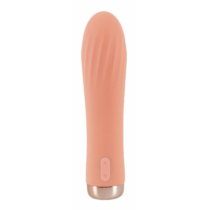 Ребристый мини-вибратор персикового цвета Mini Ribbed Vibrator