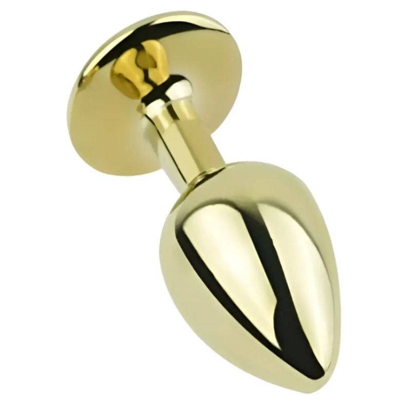 Анальная пробка с кристаллом EGZO - Gold Round Plug Red size S