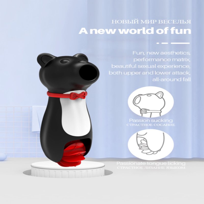 Клиторальный вибратор "Crazy bear", вакуум, лизание, 10 режимов