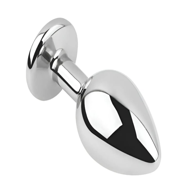 Анальная пробка с кристаллом EGZO - Silver Round Plug Black size S