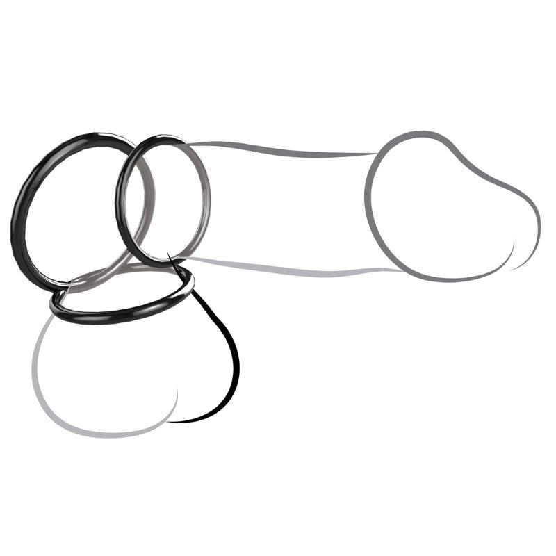 Набор эрекционных колец разного размера Silicone 3-Ring Stamina Set