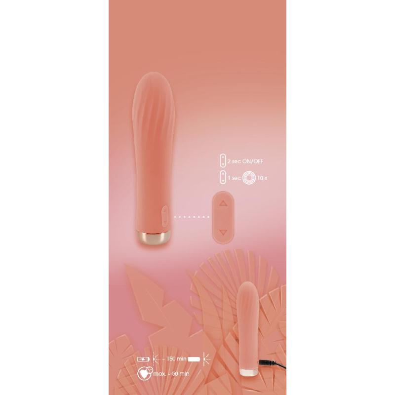 Ребристый мини-вибратор персикового цвета Mini Ribbed Vibrator