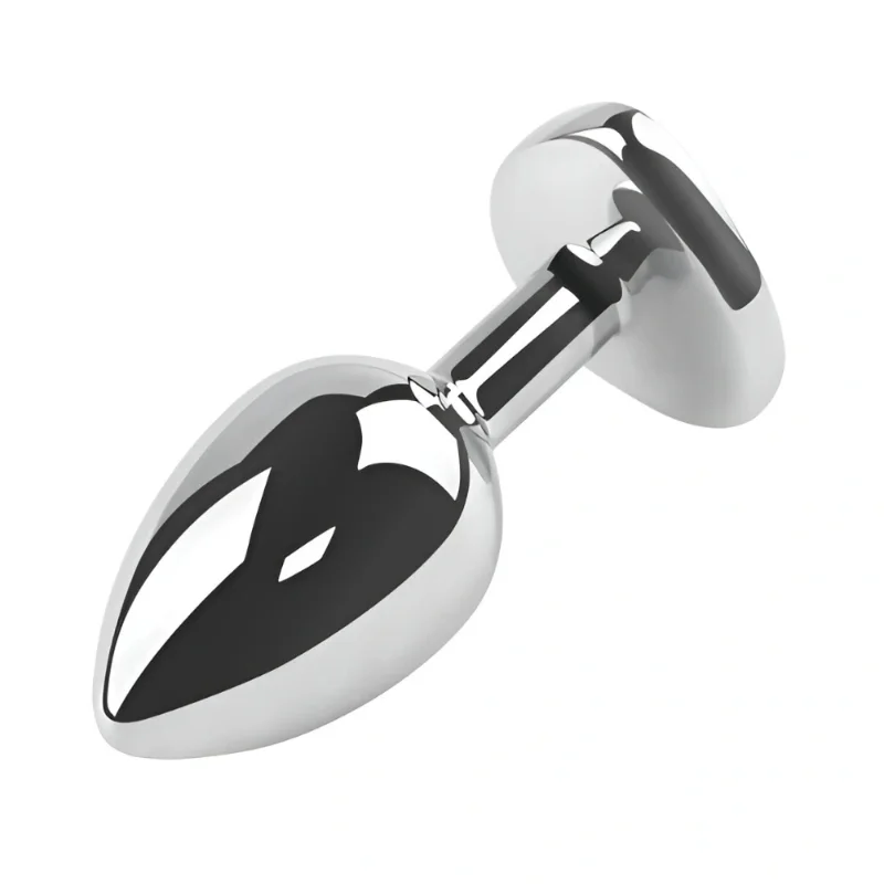 Анальная пробка EGZO Silver Heart Plug Blue S из медицинской стали с синим кристаллом-сердцем