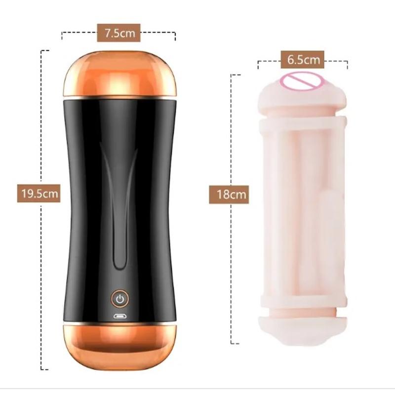 Мастурбатор с двумя входами и вибростимуляцией BOSS Vibrating Masturbation Cup USB 10 function + Interactive Function