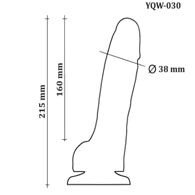 Большой фаллоимитатор с мошонкой на присоске OYO - Dildo Double Layer Silicone YQW-030 (длина 21.5 см, диаметр 3.8 см)