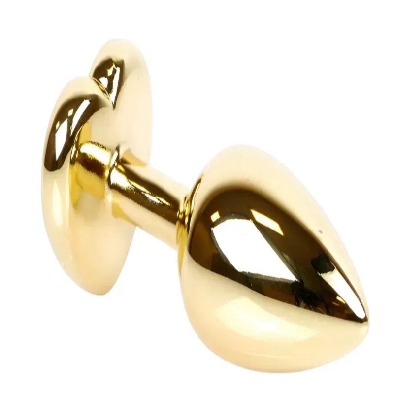 Анальная пробка с кристаллом EGZO - Gold Heart Plug Red size S