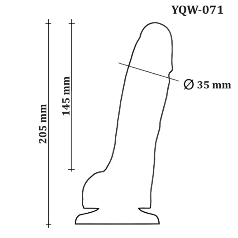 Большой фаллоимитатор с мошонкой на присоске OYO - Dildo Double Layer Silicone YQW-071 (длина 20.5 см, диаметр 3.5 см)