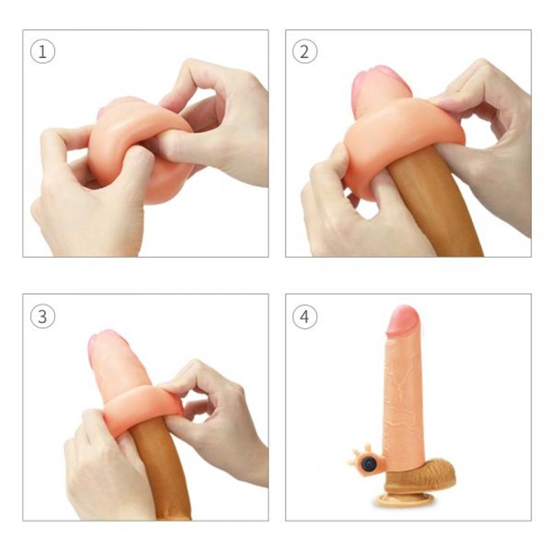Насадка реалистик с вибрацией Add 2" Vibrating Silicone Extender, Flesh