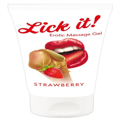 2в1 лубрикант та масажна олія - Lick It! Strawberry, 50 мл
