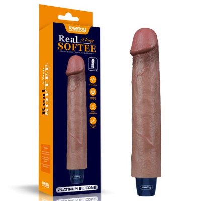 Вібратор - Real Softee Rechargeable Silicone Vibrating Dildo 9"