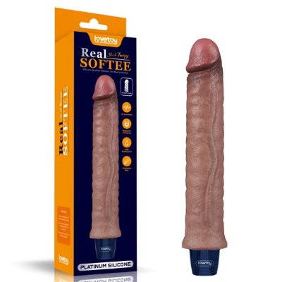 Вібратор - Real Softee Rechargeable Silicone Vibrating Dildo 9.5"