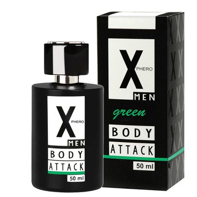Чоловічі парфуми з феромонами  - Aurora X Phero Men Body Attack Green, 50 мл