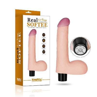 Реалістичний вібратор - Real Softee Vibrator With Balls 8"