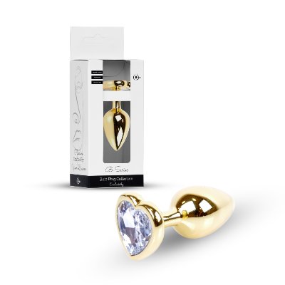 Анальна пробка - Jewellery Gold Heart Plug Clear