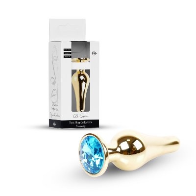 Анальна пробка - Jewellery Gold Long Plug Light Blue