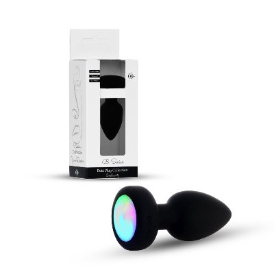 Анальна вібропробка - Silicone Black Plug Disco Flashlight