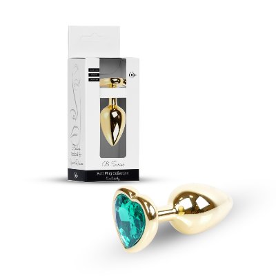 Анальна пробка - Jewellery Gold  Heart PLUG- Green