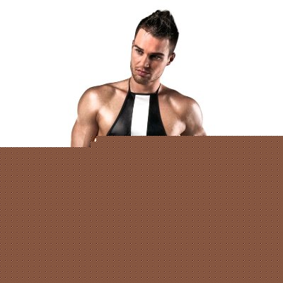 Розпродаж!!! Комплект білизни Passion 018 SET S/M, чорні шортики і топік з білими елементами