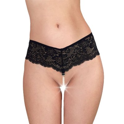 Сексуальні жіночі трусики Fabiana з перлинами, чорні, розмір XS-M