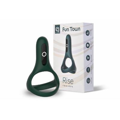 Подвійне ерекційне кільце Fun Town Rise Turquoise, керування зі смартфона