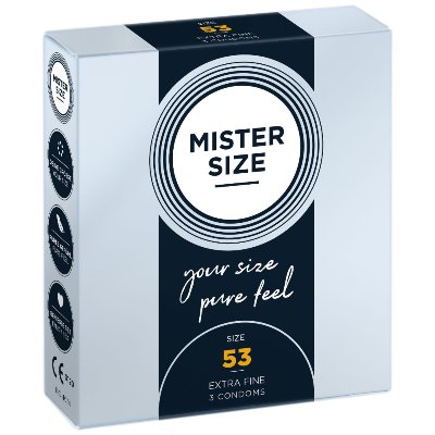 Розпродаж!!! Презервативи Mister Size - pure feel - 53 (3 шт) (термін 05.2026)