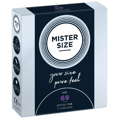 Розпродаж!!! Презервативи Mister Size - pure feel - 69 (3 condoms) (термін 04.2026)