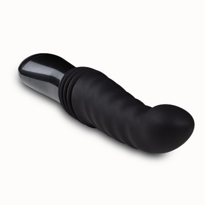 Пульсатор Blush Temptasia – Lazarus Thrusting Dildo – Black, ребристий стовбур, 3 швидкості