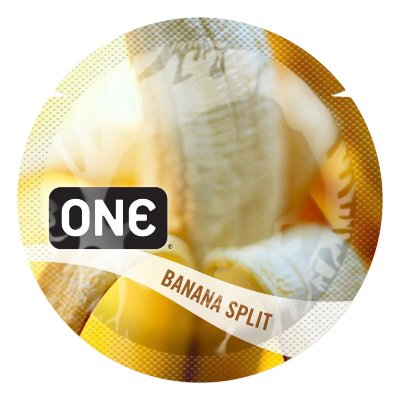 Ароматизований презерватив ONE FlavorWaves Banana Split, 1 шт, жовтий, запах бананового десерту