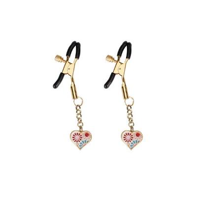 Затискачі для сосків Liebe Seele Nipple Clamps Gold Heart-shaped Flowers on White