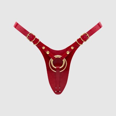Трусики для страпона Strap-On-Me Leatherette Harness Fabulous - One Size - Red Glossy