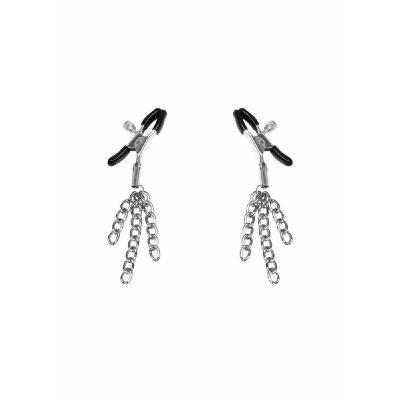 Затискачі для сосків з пензликами Feral Feelings - Nipple clamps Tassels, срібло/чорний