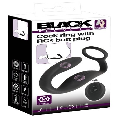 Вибратор простаты с эрекционным кольцом Cock ring with RC butt plug