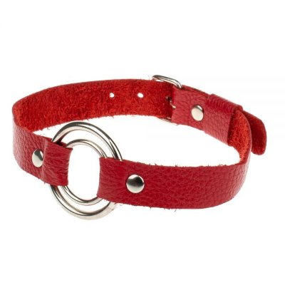 Ошейник Double Target, Red, кожа