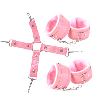 Набор БДСМ  «Love caresses» цвет розовый, наручники, оковы, коннектор