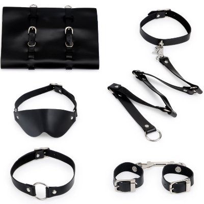 Набор БДСМ из натуральной кожи Mr Bondage Black черный