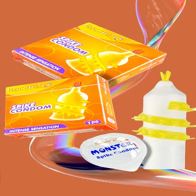 Презерватив Recare Spike Condon с шипами по спирали и усиком сверху(упаковка 1шт)