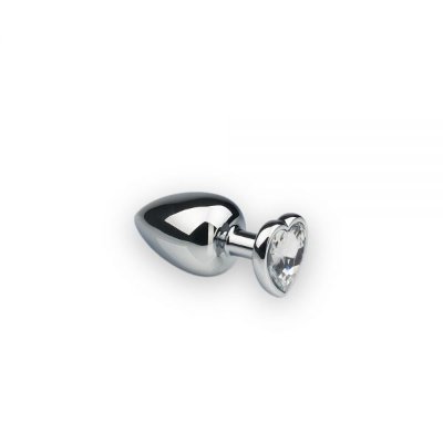 Анальная пробка Silver Heart Diamond, S с кристаллом в виде сердечка