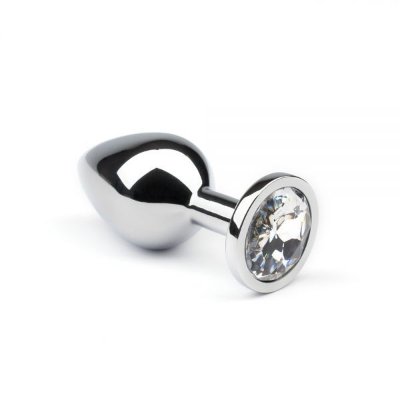 Анальная пробка со стразом Silver Diamond, L