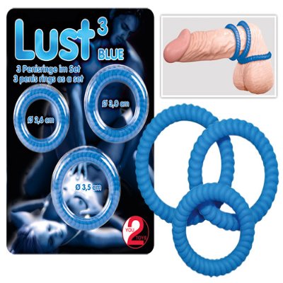Набор эрекционных колец Lust цвет голубой