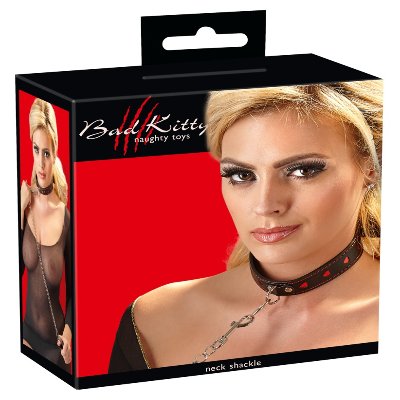 Ошейник и поводок c красными сердечками