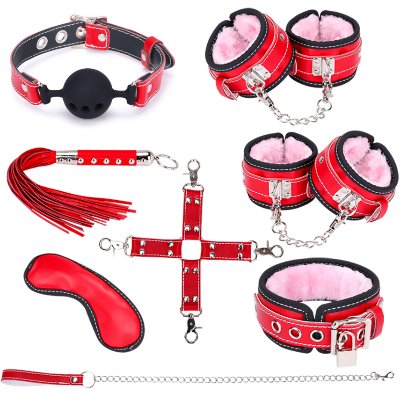 БДСМ-набор из натуральной кожы My Captive красный